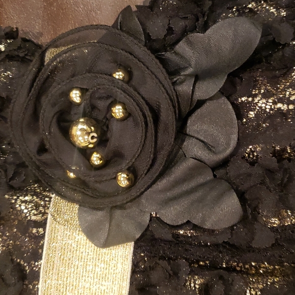 Zoe Ltd black gold flowers beaded dress gown 4 xs - Picture 2 of 7